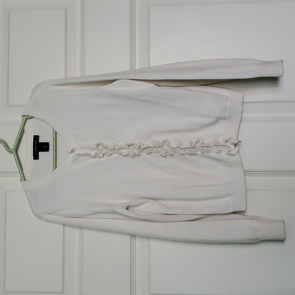 SIZE 7/8 LANDS END Ruffle cardigan